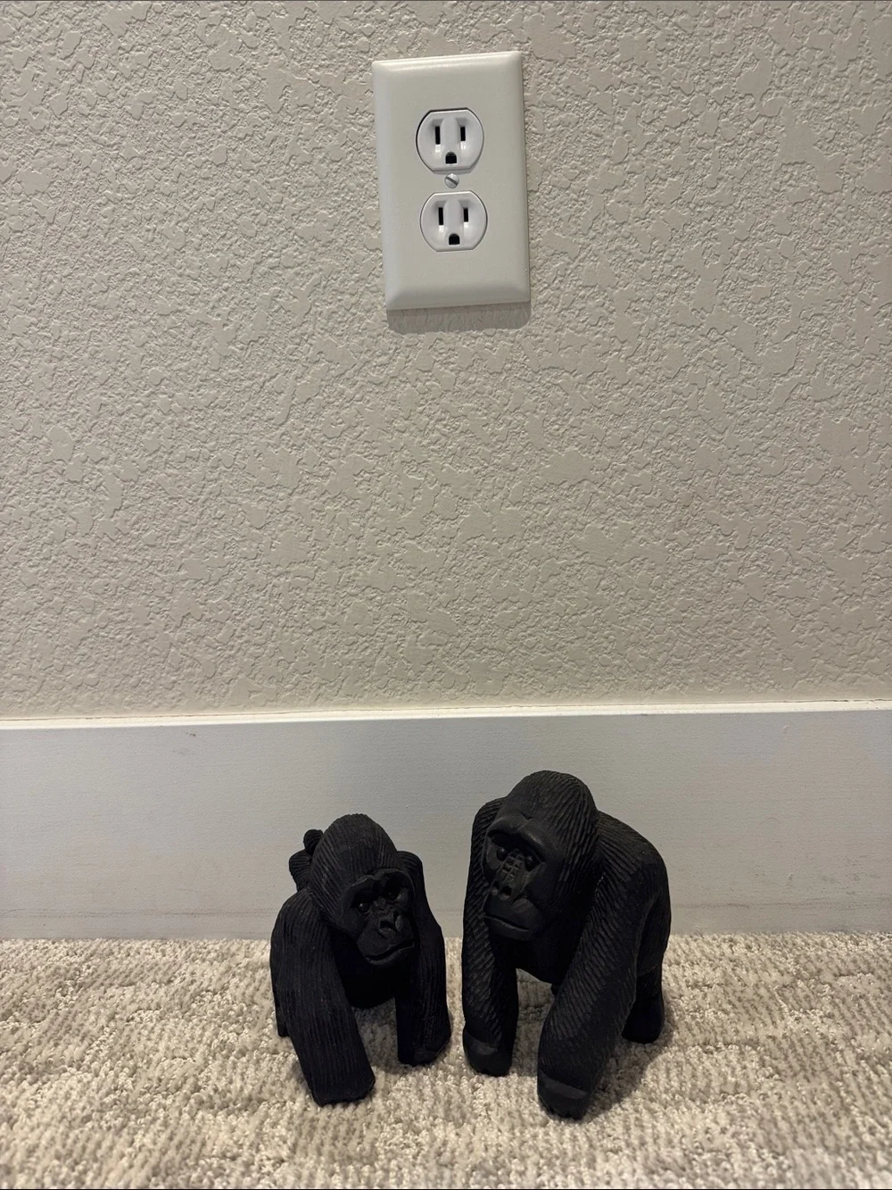 Matte Black Gorilla Sculpture Pair - Home Wall Decor Accent